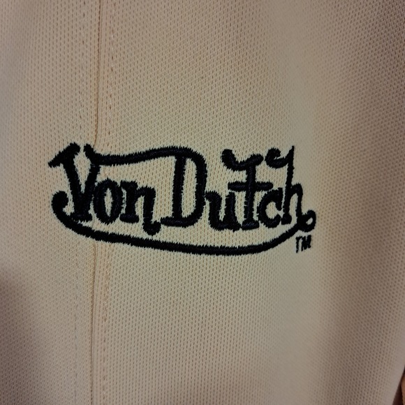 Vintage 2000s Von Dutch Full Zip Track Jacket Yellow Retro Y2K Biker Baddie - Picture 10 of 13